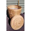 Image 4 : Large lined wicker laundry basket. Approx. 29” high.