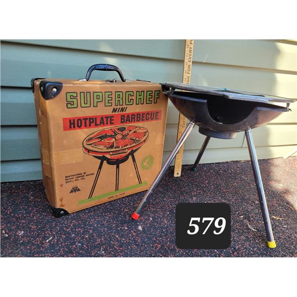 Vintage hotplate Superchef Bar BQ in carry case.