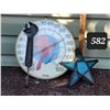 Image 1 : USA made outdoor thermometer, metal wrench coat hanger & hanging star candle light.