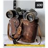 Image 1 : Vintage Hughes Owens Binoculars, leather case. Montreal Can.