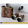 Image 1 : Vintage leather wrapped binoculars & pouch.