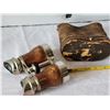 Image 3 : Vintage leather wrapped binoculars & pouch.