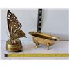 Image 1 : Brass musical, rotating butterfly & Brass tub soap dish.
