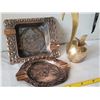 Image 2 : Brass seagull wind chimes, brass apple bell & vintage copper ashtrays.