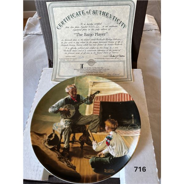 3 Plates: The Banjo Player, Norman Rockwell On Tour, The Painter