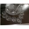 Image 1 : Clear Punch Bowl-Grape Design with 8 Glasses & Ladle