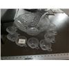 Image 3 : Clear Punch Bowl-Grape Design with 8 Glasses & Ladle