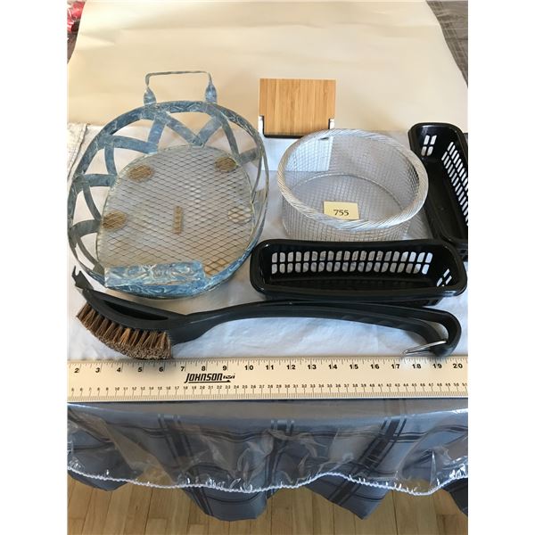 4 Baskets - Varying Sizes; BBQ Brush; Garlic Keeper