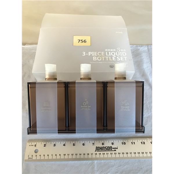 3 Piece Liquid Bottle Set - Shampoo, Conditioner, Shower Gel