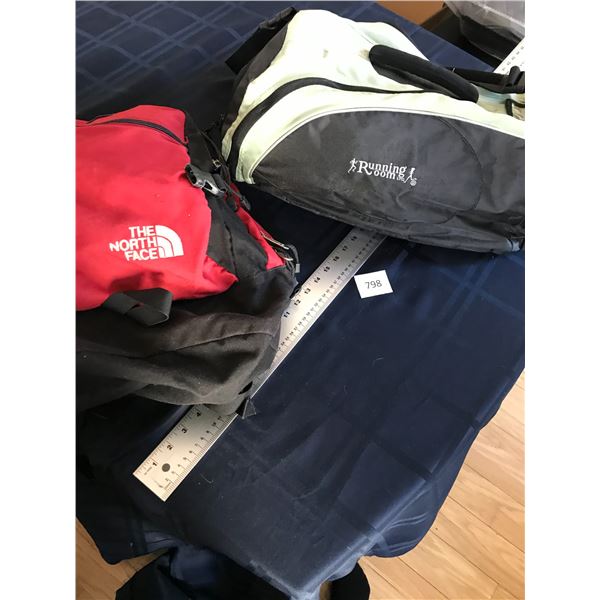 North Face Backpack - Red; Running Room Bag with Shoe Compartment