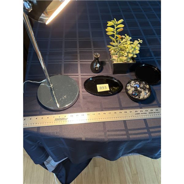 Lamp & 5 Black Ceramic Decor