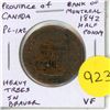 Image 1 : Province of Canada. 1842 Bank of Montreal Half Penny Token. PC-1A2. Heavy Trees. Short-nosed beaver.
