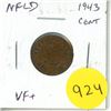 Image 1 : Newfoundland. 1943 1 Cent. Issued during World War II. VF+.