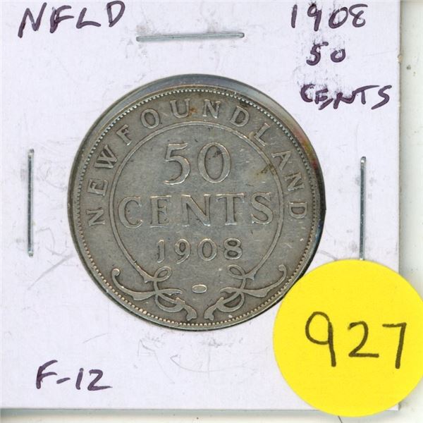 Newfoundland. 1908 Silver 50 Cents. Edward VII. F-12.