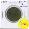 Image 1 : 1909 Canadian Large Cent. EF-40 with 8 pearls.