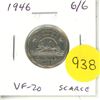 Image 1 : 1946 6/6 Nickel 5 Cents. Scarce 6/6 variety. VF-20.