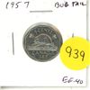 Image 1 : 1957 Bug Tail Nickel 5 Cents. There is a small Die Chip on the end of the beaver’s tail tha