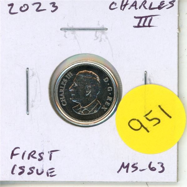 2023 Canadian King Charles III 10 Cents. First issue for the new king. MS-63.