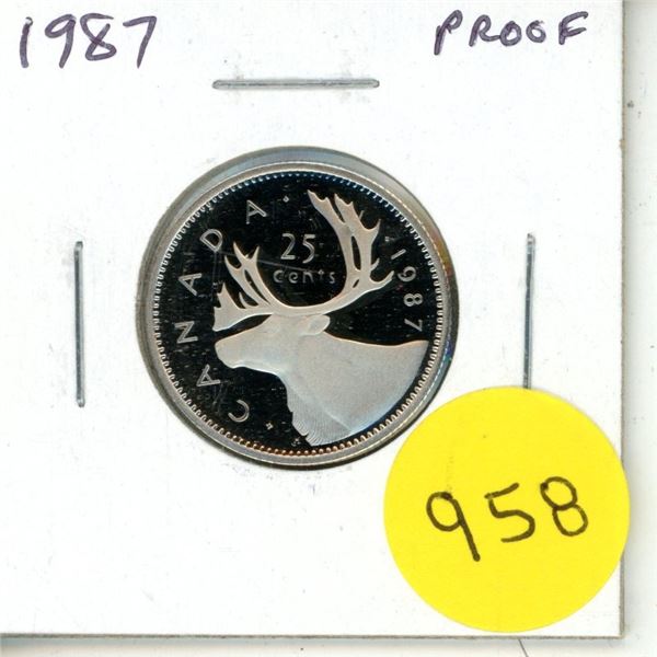 1987 Proof 25 Cents. Ultra Heavy Cameo. From a Proof set.