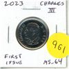 Image 1 : 2023 King Charles III 25 Cents. First issue of the new king. MS-64.
