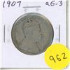 Image 1 : 1907 Canadian Silver 50 Cents. Key Date. Mintage of 300,000. aG-3 with readable date.