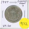 Image 1 : 1947 Curved Right 7 Silver 50 Cents. VF-20.