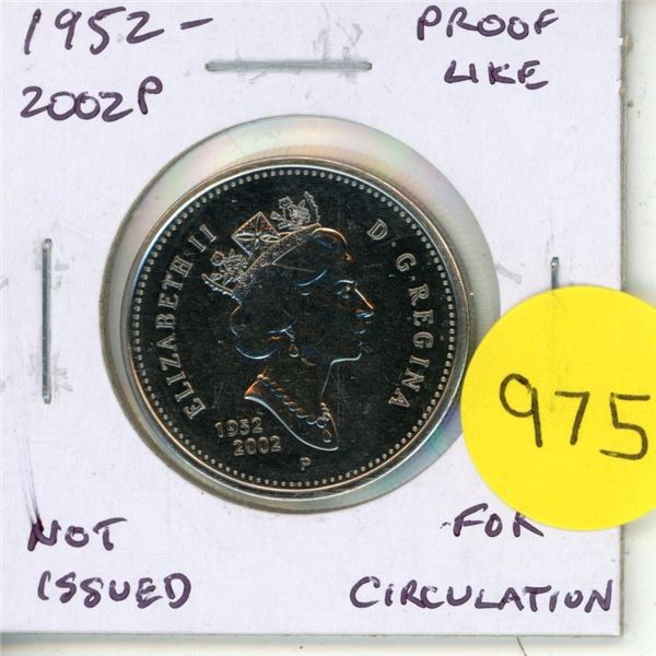 1952 – 2002P 50 Cents. Commemorates the Golden Jubilee of Queen Elizabeth. Proof Like. Not 