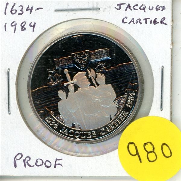 1634 – 1984 Jacques Cartier Nickel Dollar. Proof with Ultra Heavy Cameo.
