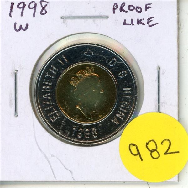 1998W $2 Toonie. Proof Like. Not issued for circulation.