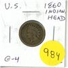 Image 1 : U.S. 1860 Indian Head Cent. G-4.