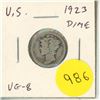Image 1 : U.S. 1923 Silver Mercury Dime. VG-8.
