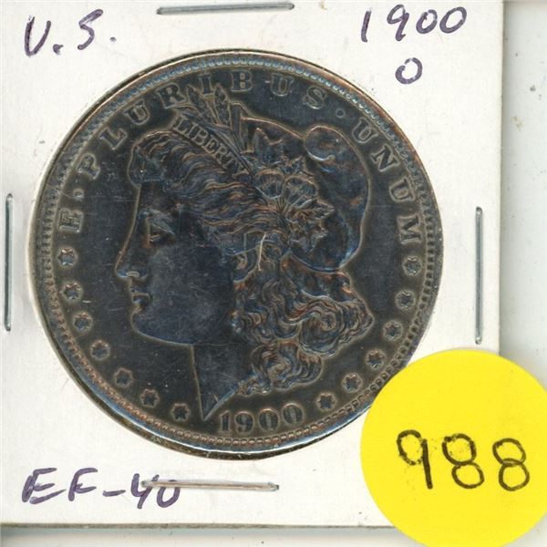 U.S. 1900 O Morgan Silver Dollar. New Orleans Mint. EF-40.