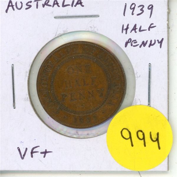 Australia. 1939 Half Penny. VF+.