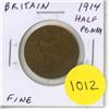 Image 1 : Great Britain. 1914 Half Penny. Issued during the first year of World War I. Fine.
