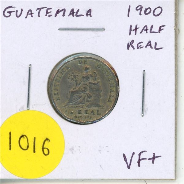 Guatemala. 1900 Half Real. VF+.