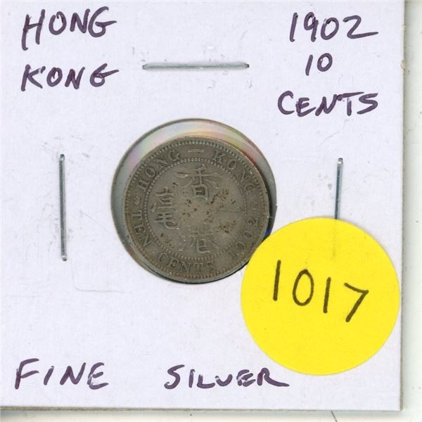 Hong Kong. 1902 Silver 10 Cents. First issue of King Edward VII. Fine.