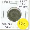 Image 1 : Italy. 1894 20 Centesimi. VF+.