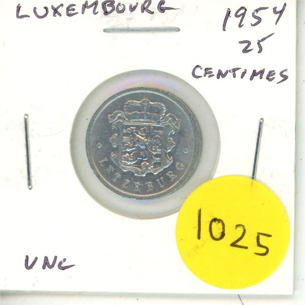 Luxembourg. 1954 25 Centimes. Uncirculated.