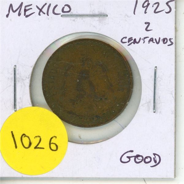 Mexico. 1925 2 Centavos. Good.