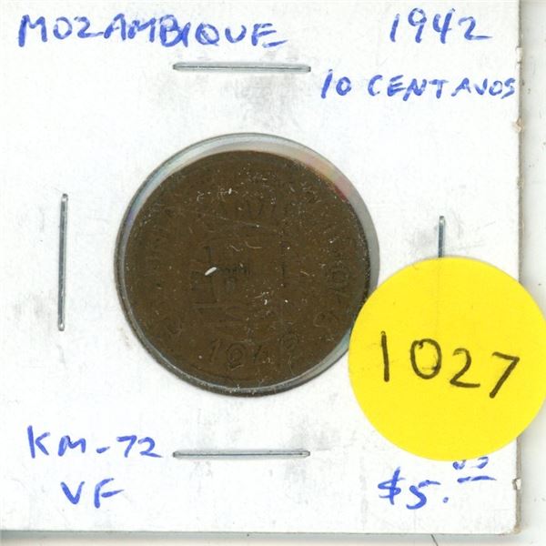 Mozambique. 1942 10 Centavos. Issued during World War II. VF.