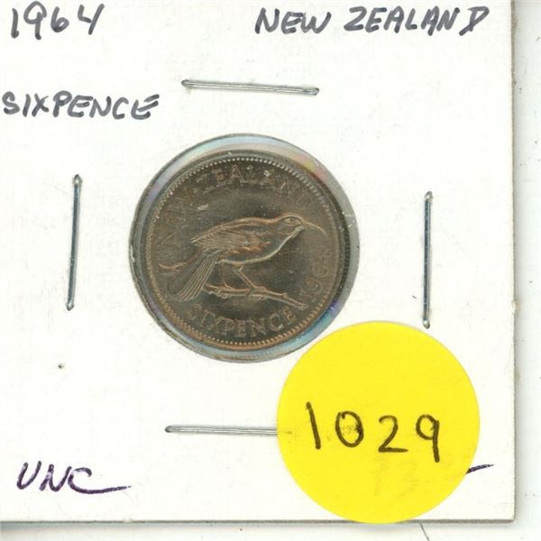 New Zealand. 1964 6 Pence. Hula Bird. Uncirculated.
