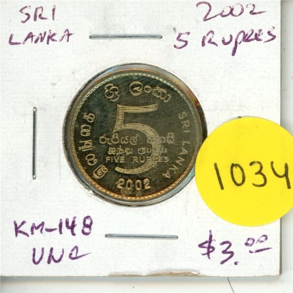 Sri Lanka. 2002 5 Rupees. Uncirculated.