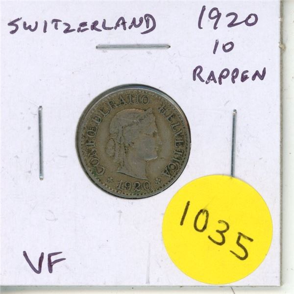 Switzerland. 1920 10 Rappen. VF.