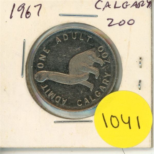 1967 Calgary Zoo Token that commemorates Canadian Confederation in 1867. Dinosaur. Good for one admi
