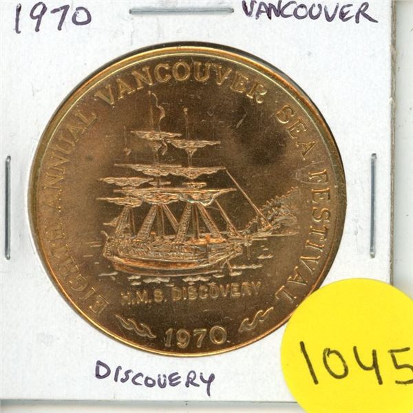 1970 Vancouver Trade Dollar. Depicts HMS Discovery. BU.