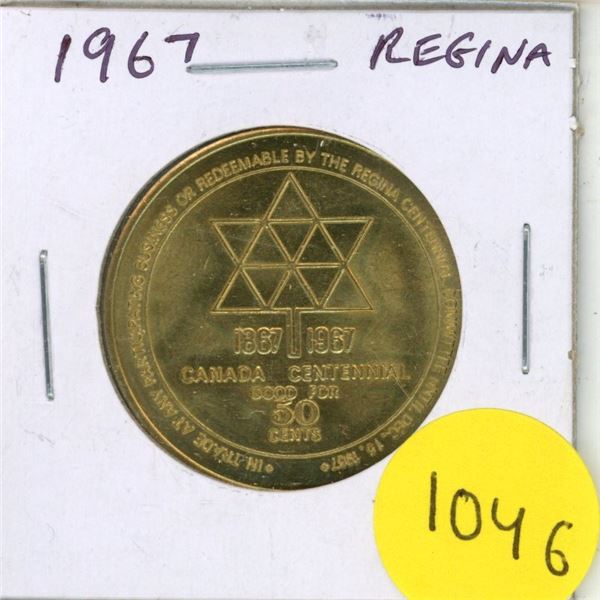 1967 Regina Trade Dollar. Commemorates the 100th Anniversary of Canada and Buffalo Days. BU.