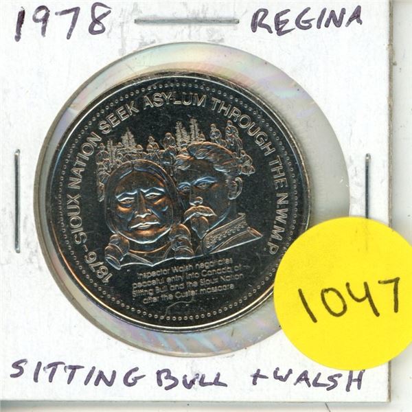 1978 Regina Trade Dollar. Commemorates Chief Sitting Bull and NWMP officer Walsh. BU.