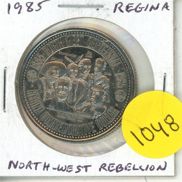 1985 Regina Trade Dollar. Commemorates the 1885 North West (Riel) Rebellion. BU.