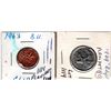 Image 1 : 1963 ONE CENT AND 1969 TWENTY-FIVE CENT CLIPPED PLANCHET ERRORS
