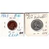 Image 2 : 1963 ONE CENT AND 1969 TWENTY-FIVE CENT CLIPPED PLANCHET ERRORS